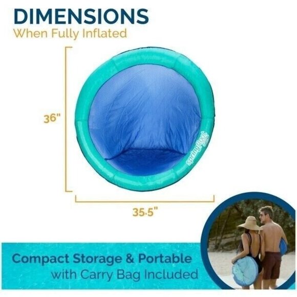 Swimways Spring Float Papasan Inflatable Mesh Seat Round Pool Blue Lounge Chair - Picture 5 of 6